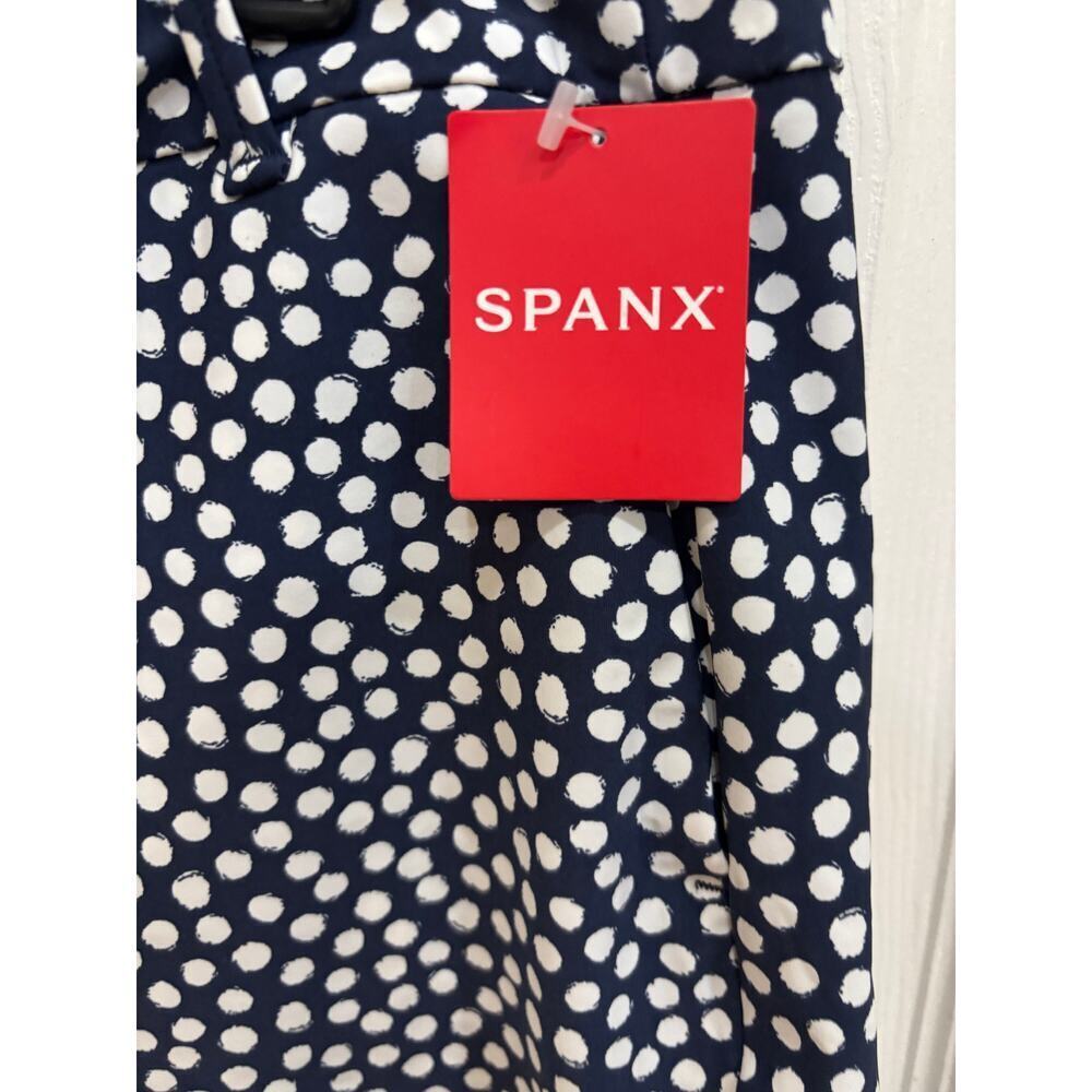 SPANX Women's Shorts Small Navy Blue White Polka Dot Pull On Stretch Comfort NWT - Picture 6 of 7